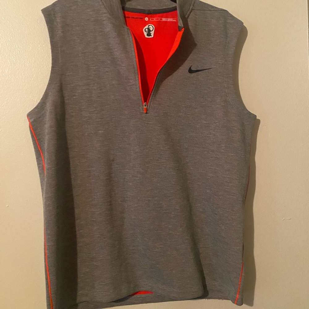 Tiger Woods Collection Nike Gray and Orange Sleeveless Sweater Vest Pullover